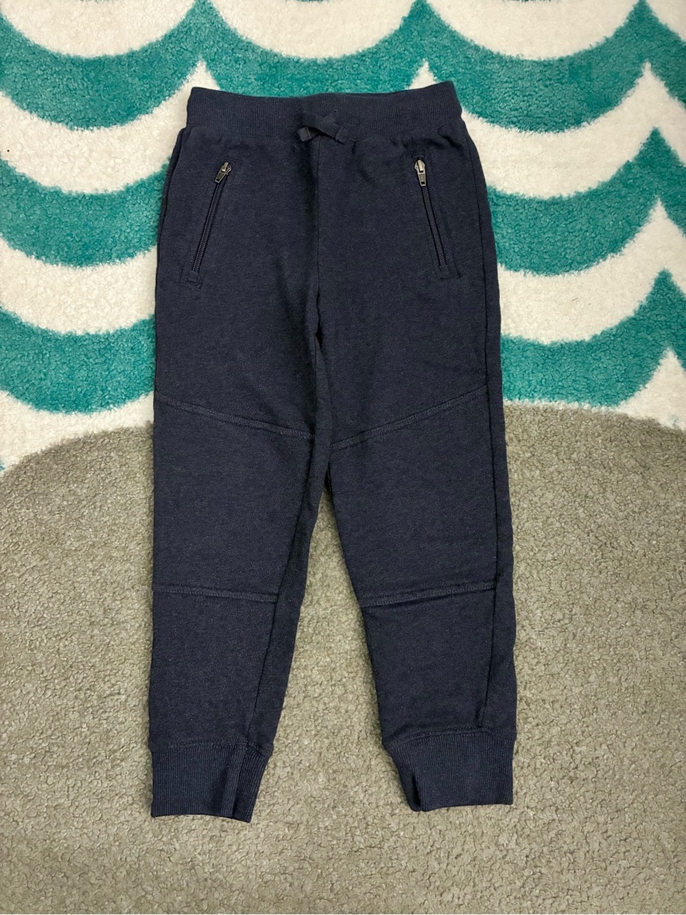 Hanna Andersson Double Knee Slim Sweatpants (Heathered Navy) Size 6-7